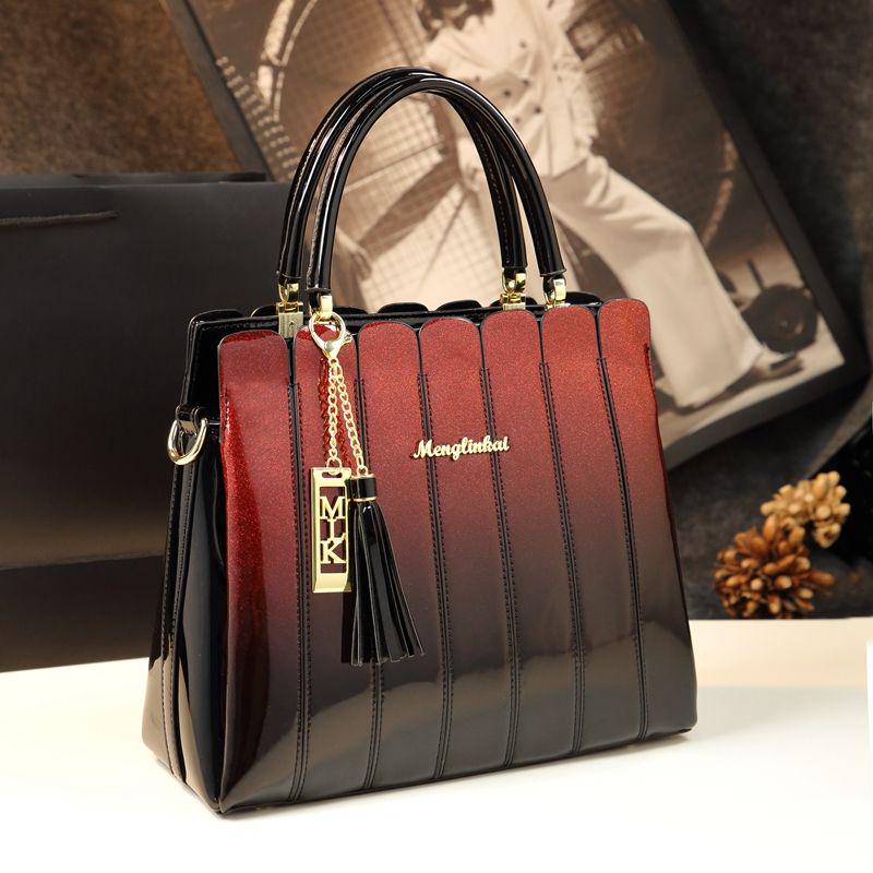 European  American Fashion Personality Handbag Large Capacity Patent Leather Slung Shoulder Bag