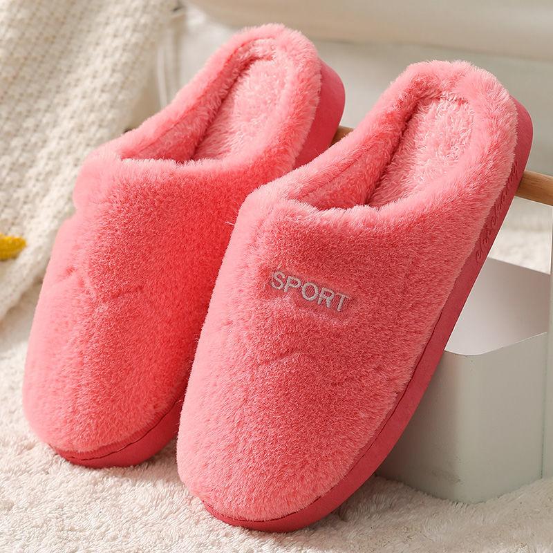 Cotton Slippers for Men and Women Fall/winter Indoor Plus Velvet Padded Non-slip Household Slippers