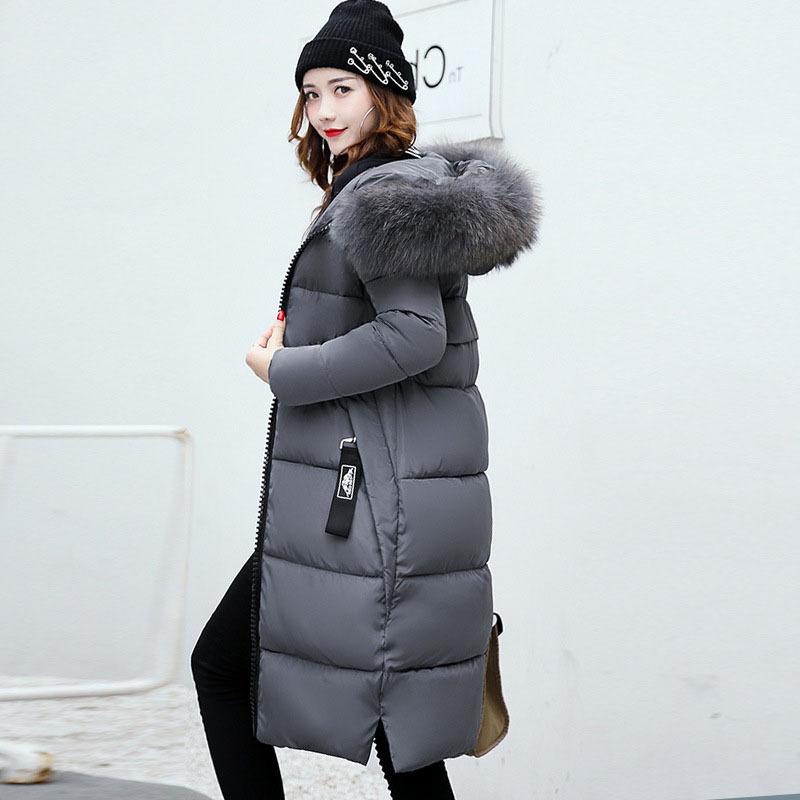 Winter Coats Women Down Jackets Long Solid Color Coat Female Jacket Thick Warm Outerwear Woman Parkas Clothes Zip Fur Collar Hooded Coats