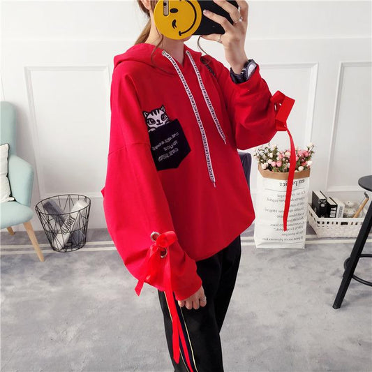 Hooded jacket autumn and winter cotton sweater ladies sweatshirt trend wild large size long sleeve