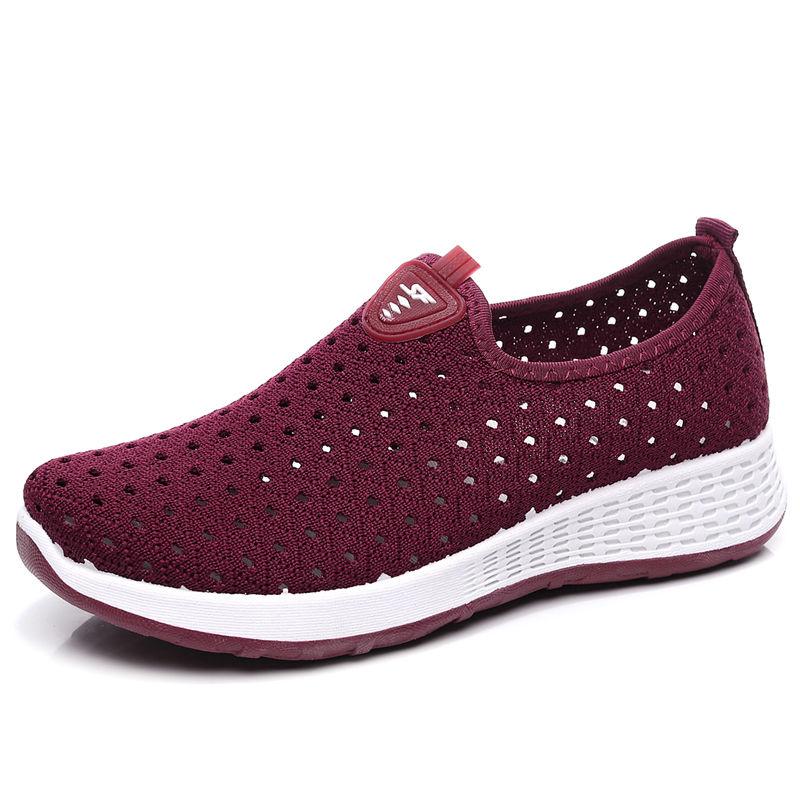 Mesh Shoes Women Summer Old Beijing Cloth Shoes Women's Shoes Breathable Hollow Mesh Casual Sneakers Women Middle-aged Mom Shoes