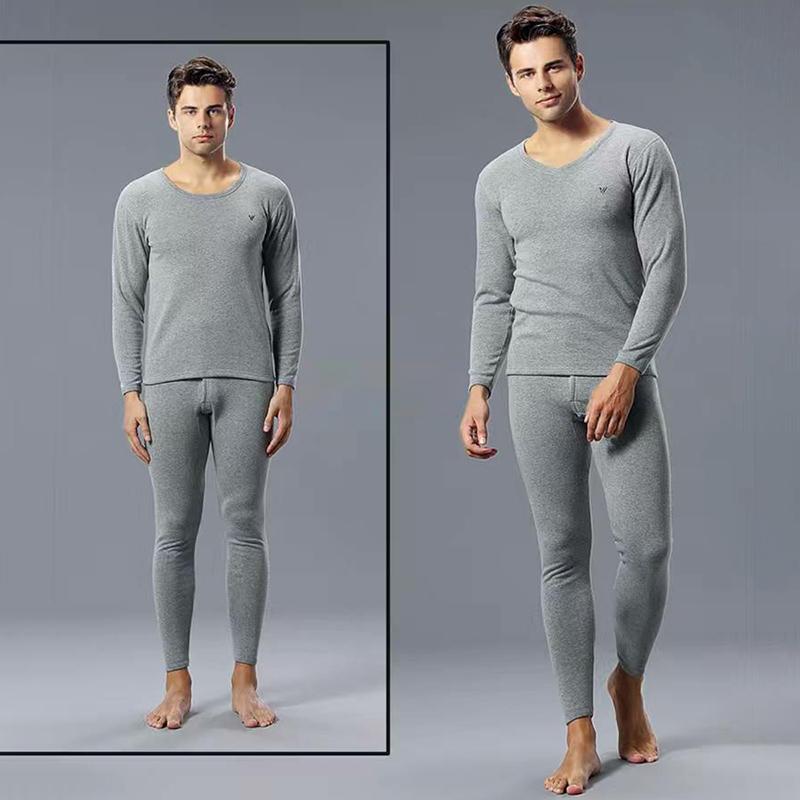 Men Winter Autumn Plus Velvet Thicken Thermal Underwear Tight Suit High Elasticity Wearable Comfortable Versatile Soft Lining Long Sleeve Breathable