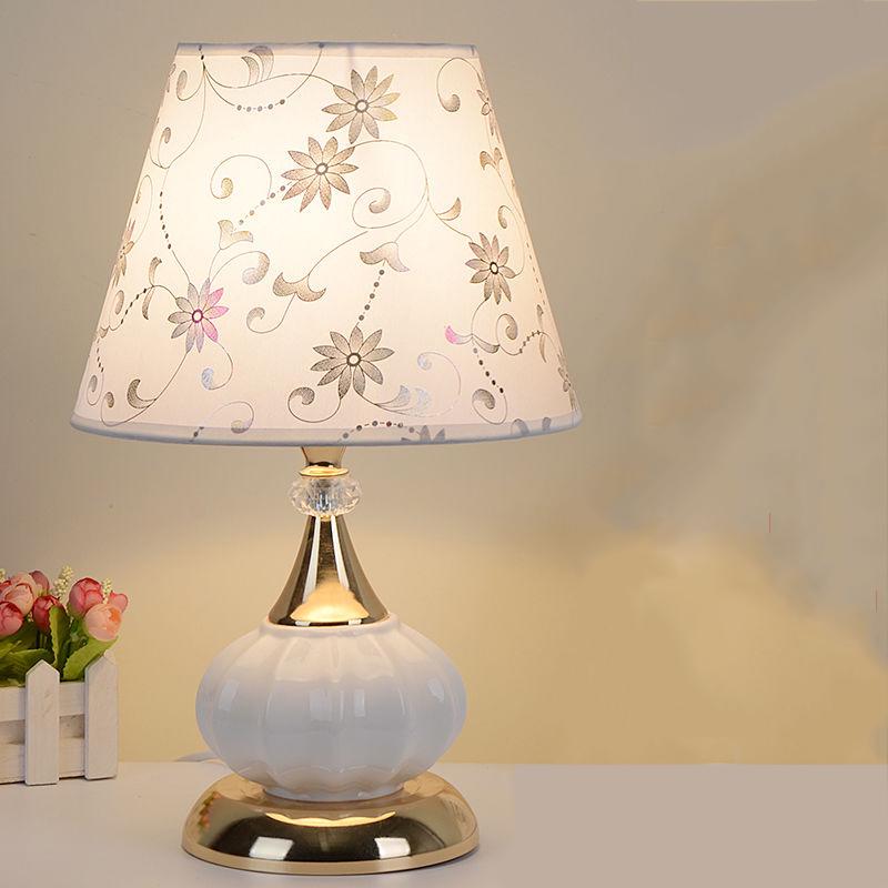 LED Table Lamps Bedroom Crystal Fabric Bedside Lamp Table Lanterns Home Decoration Indoor Lighting