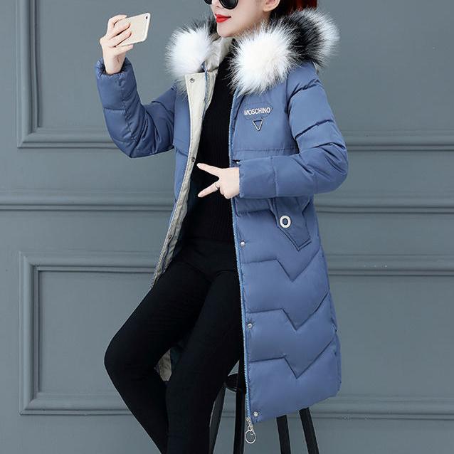 Women's Winter Down Jackets Slim Large Size Thickened Mid-length Cotton Coats Elegant Wool Collar Down Wadded Jacket