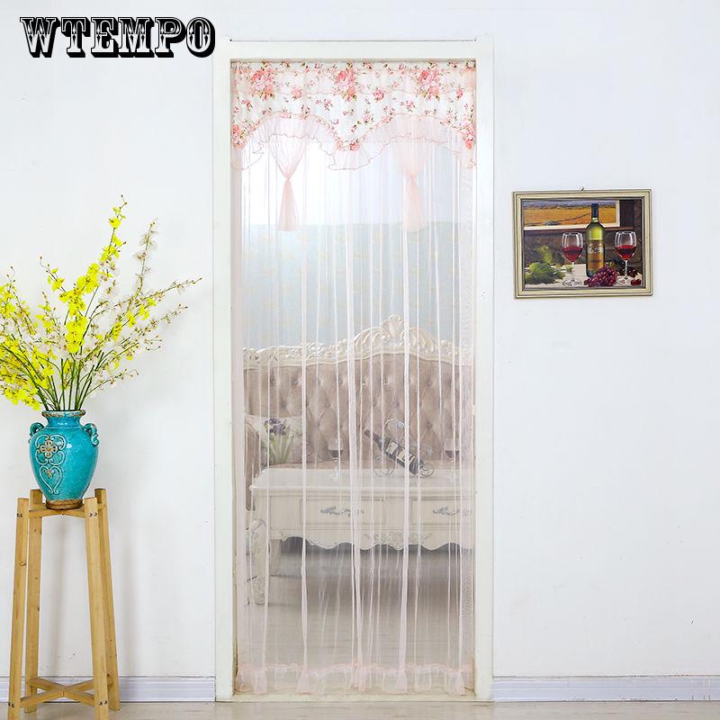 WTEMPO Lace Spinning Mute Anti-mosquito Long Curtain Free Punching Telescopic Rod Curtain Bedroom