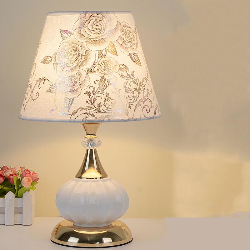 LED Table Lamps Bedroom Crystal Fabric Bedside Lamp Table Lanterns Home Decoration Indoor Lighting