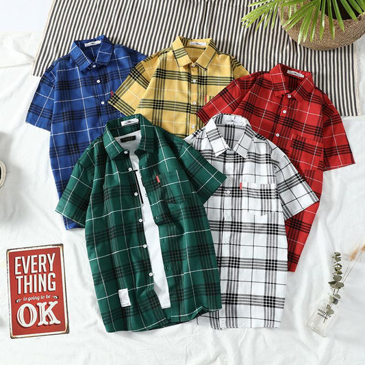 Plus Size Shirt Men T-shirts Button Up Overshirt Plaid Tees Stretch Undies Male Fashion Clothing Long Sleeves Casual Cardigan