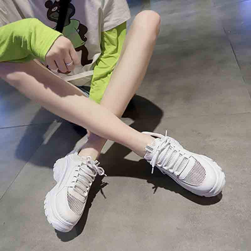 Plus Size 35-40 Summer Women Mesh Sneakers Girls Breathable Deodorant Running Basketball Shoes Shockproof Non-slip Ins Shoes