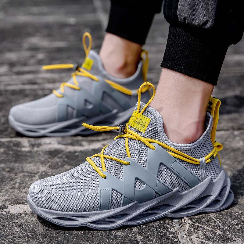 Plus Size 39-44 Men Flying Woven Mesh Sneakers Comfortable Breathable Running Basketball Shoeses Shockproof Non-slip Blade Shoes