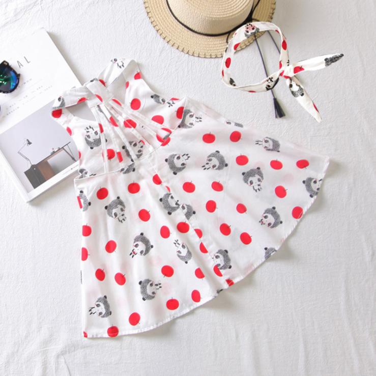 Summer Children's Clothing Korean Girls' Lamb Print Dress Open Back Suspender Girls' Princess Skirt