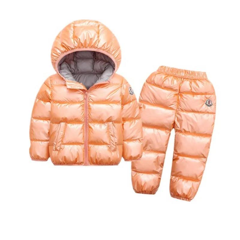 Children's Winter Thick Down Padded Jacket Suits for Boys and Girls Two-piece Disposable Baby Cotton Clothes for Infants and Toddlers