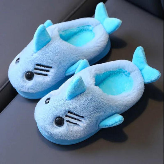 Children's Cotton Slippers Winter Cartoon Fish Boys and Girls Warm Thick Anti-skid Soft Bottom Home Indoor Baby Cotton Shoes