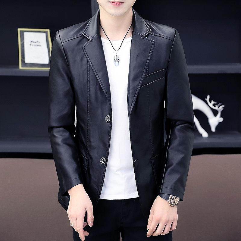 Youth Popular Men's Leather Jacket Spring and Autumn Fashion Trend Slim Thin Leather Jacket