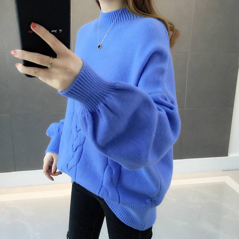 Autumn Winter Women Sweaters and Pullovers Lantern Sleeve Loose Knitted Sweaters Ladies Jumper Tops