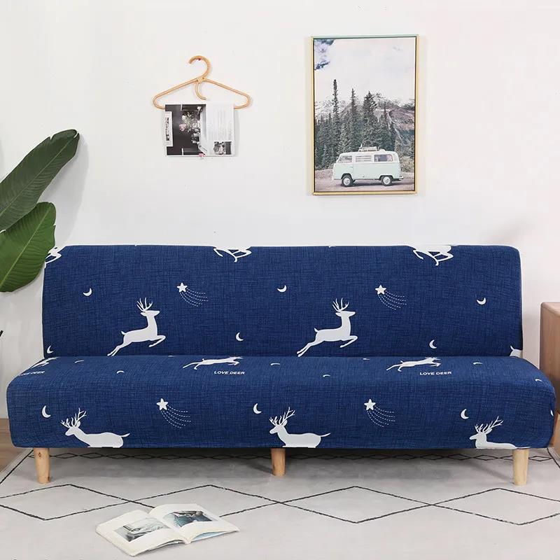 Plush Fabric Fold Armless Sofa Bed Cover Folding Seat Slipcover Thicker Covers Bench Couch Protector