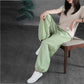 WTEMPO Cotton Linen Retro Lantern Pants women Spring and Summer Loose Solid Color Casual Trousers