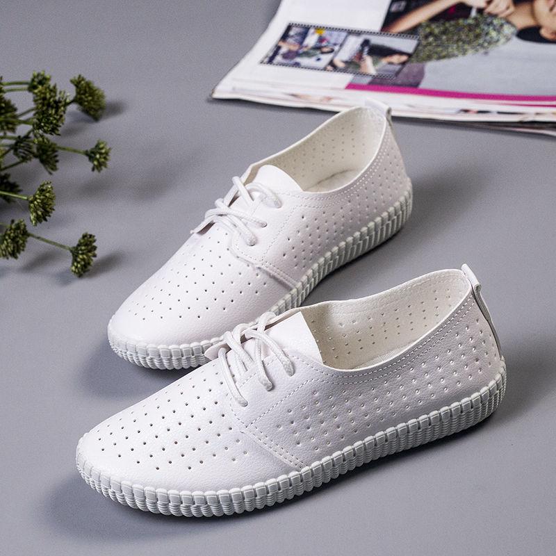 Women's Shoes White Shoes Female Students The Wild Leather Shoes Withe Shoes