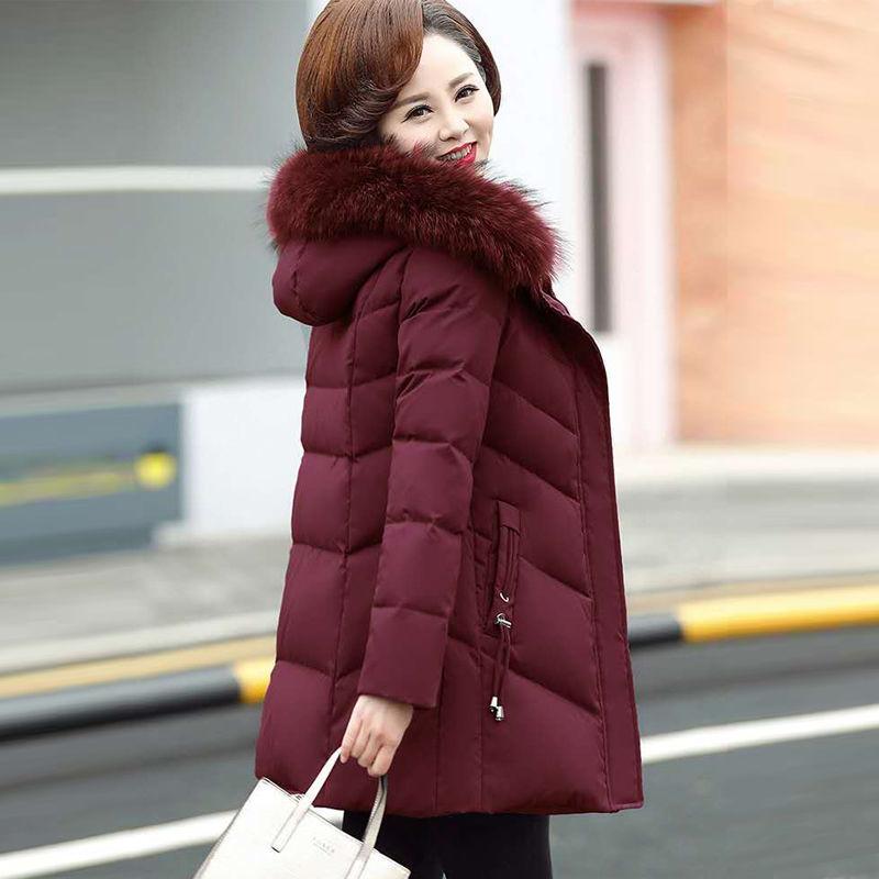 Women's Mid-length Down Jacket Winter Korean Loose Cotton Clothes Casual Hooded Padded Jacket Quilted Jacket