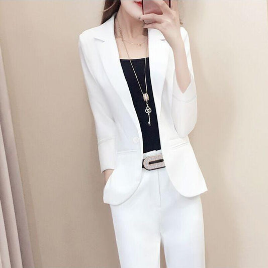 Suit Suit Female Spring and Autumn Temperament British Style Two-piece Suit Jacket + Suit Pants Casual Work Clothes Professional Suit Two-piece Suit