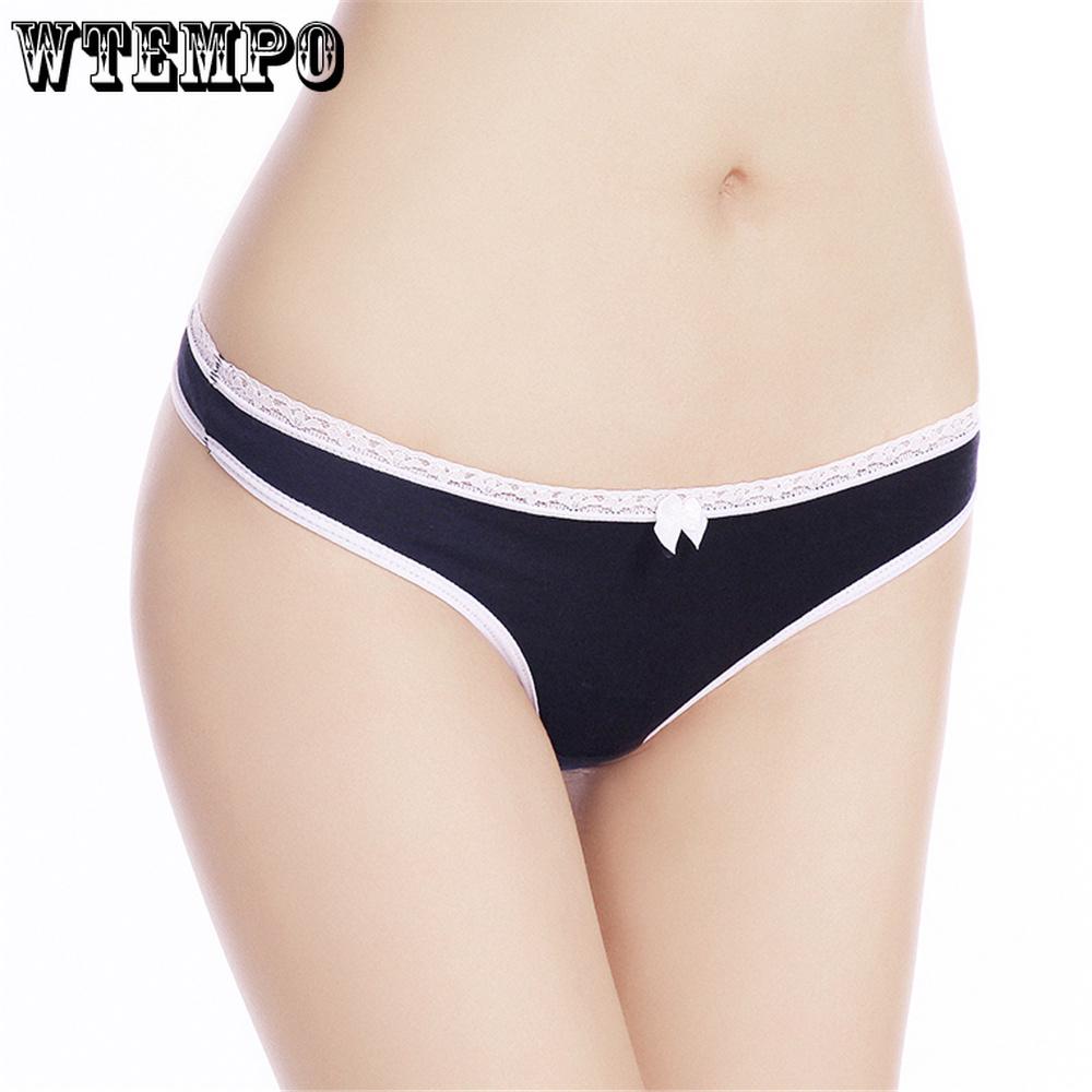 6 pcs Ms. Cotton Solid Color Sexy Thong Panties Sexy T Pants Women Cotton Panties Girl Briefs