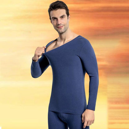 Men Winter Thermal Underwear V-neck Male Autumn Clothes Tight Suit Thicken Windproof Comfortable Soft Lining Long Sleeve High Elasticity Tracksuit