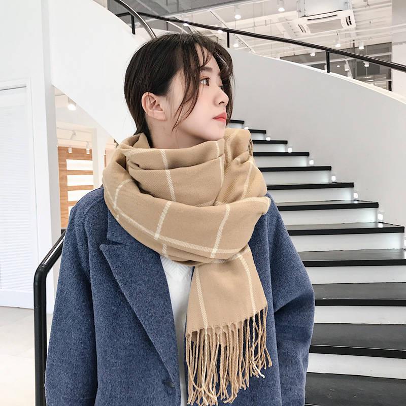 Plaid Winter Scarf Women Warm Cashmere Scarves Ladies Fashion Casual Scarfs