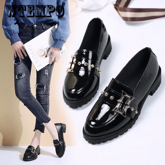 Metal Rivets  Shoes Woman Thick Heel Pumps Med High Heels Mules Shoes