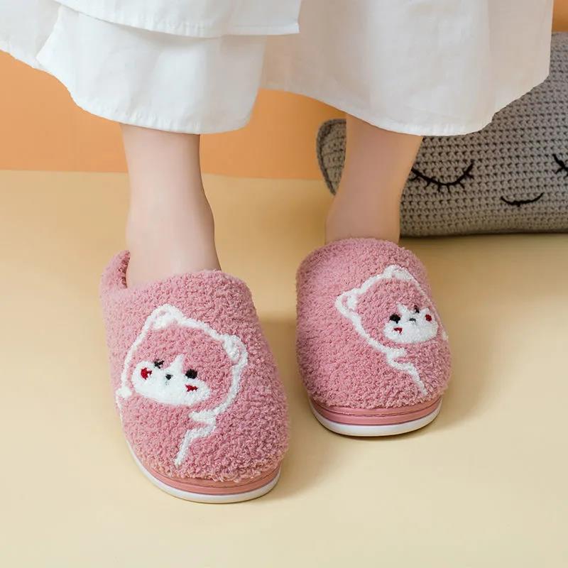 Autumn and Winter Pure Cotton Slippers Indoor Non-slip Soft-soled Shoes Warm Plaid Simple Plush Cotton Shoes