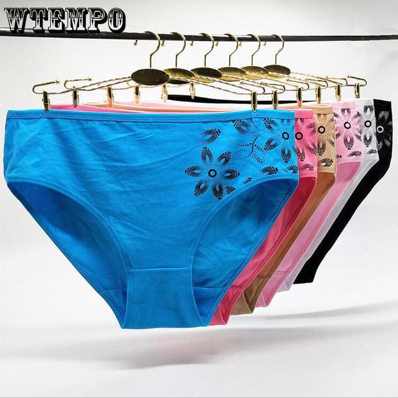 6 pcs/lot Women's Underwear Plus Size Cotton Panties Women Simple Printed Briefs