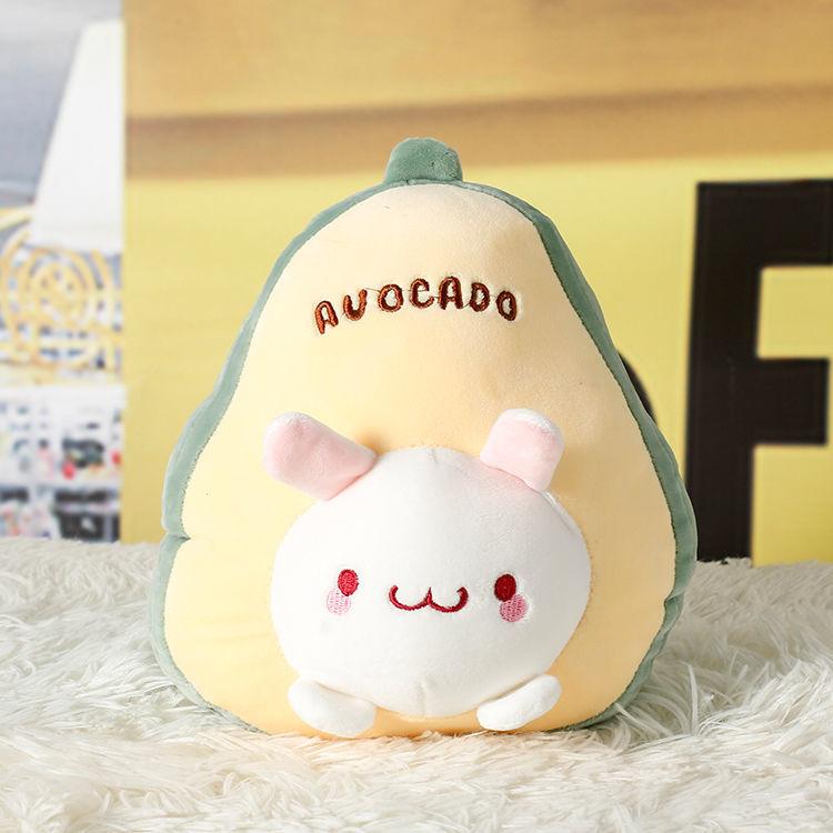 Children's Plush Toys Lovely Soft Elastic Cashmere Avocado Plush Doll Cute Rabbit Bear Dinosaur Expression Avocado Doll Pillow