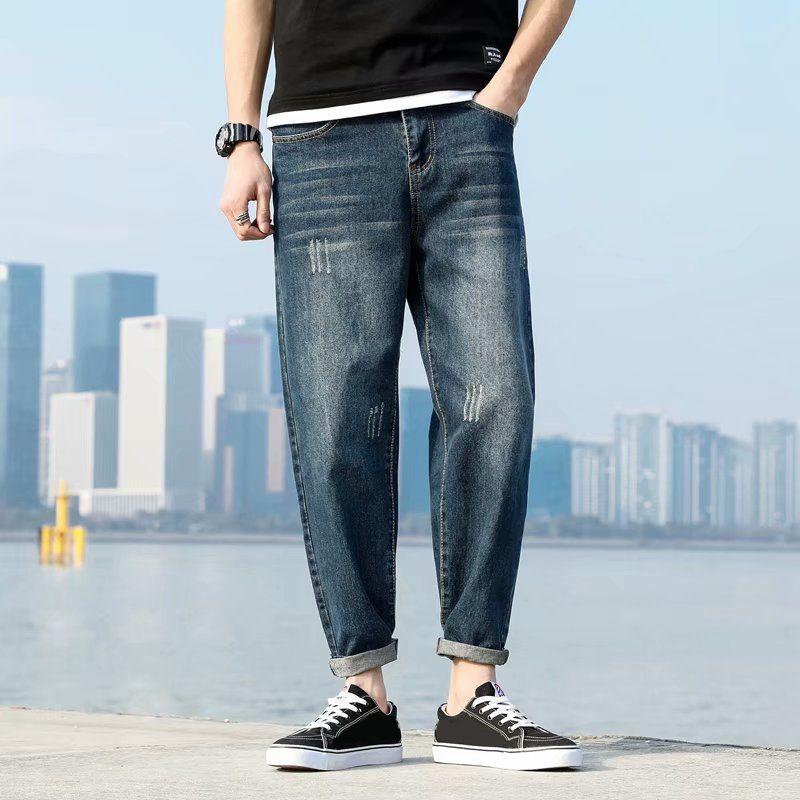 Jeans Men's Trend Loose Straight Spring and Autumn Trousers Trend Wide-leg Pants All-match Trousers