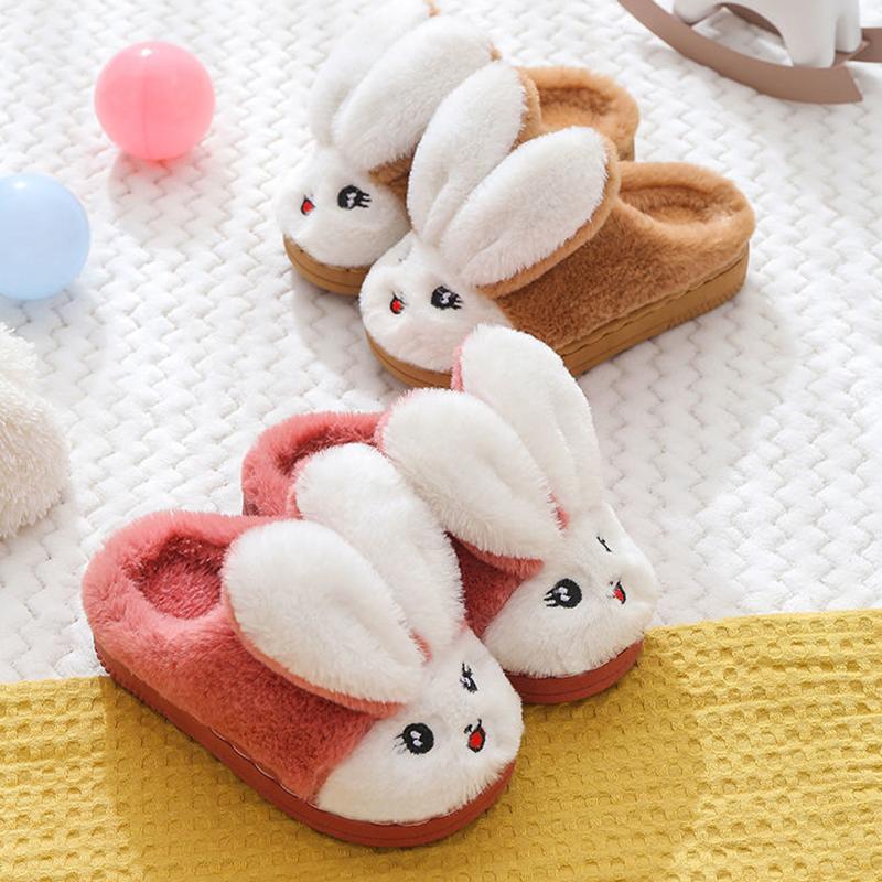 Cute Rabbit Children's Cotton Slippers Boys and Girls Home Warm Non-slip Cotton Slippers Soft Bottom Fashion Kids Cotton Slippers