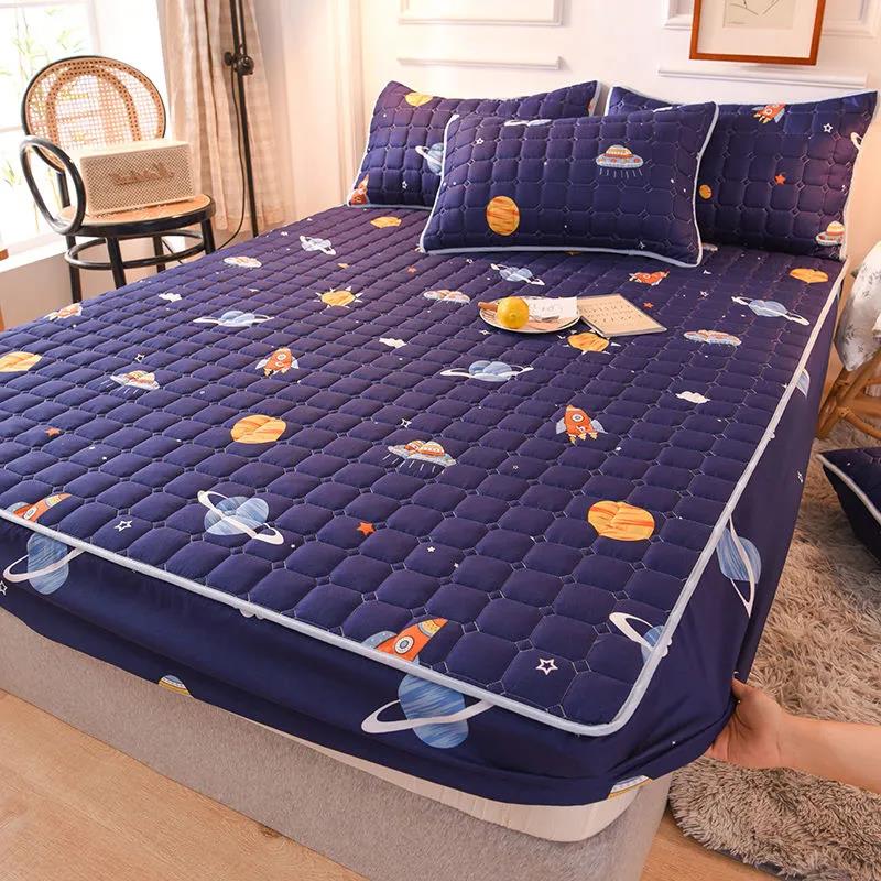 Breathable Bed Sheet Bedspread One-piece Non-slip Fixed Mattress Cover Thick Quilted Dust-proof Bedspread Cover Protective Cover