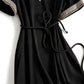 Temperament and Luxury Short-sleeved Dress Delicate Embroidery Waist Belt Mid-length DRESS Women