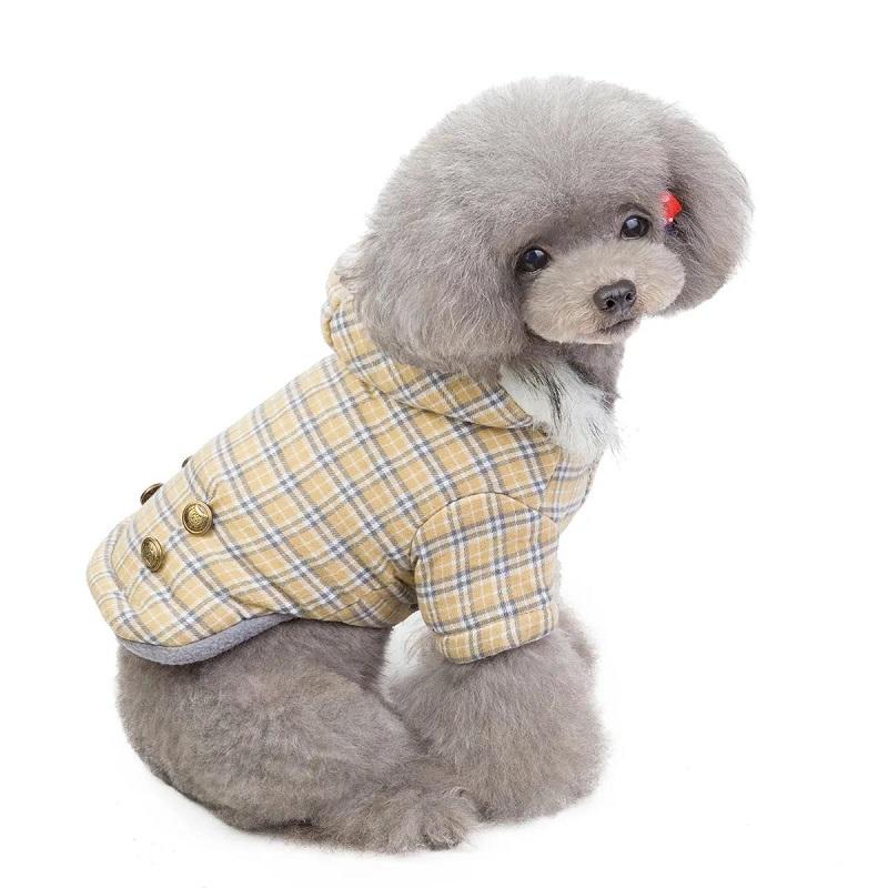 Pet Dog Cat Winter Clothes Plaid Padded Jacket Fleece Coat Bichon Teddy Cat's Warm Coat Pet Rompers Puppy Clothes Pet Supplies Cat's Clothing