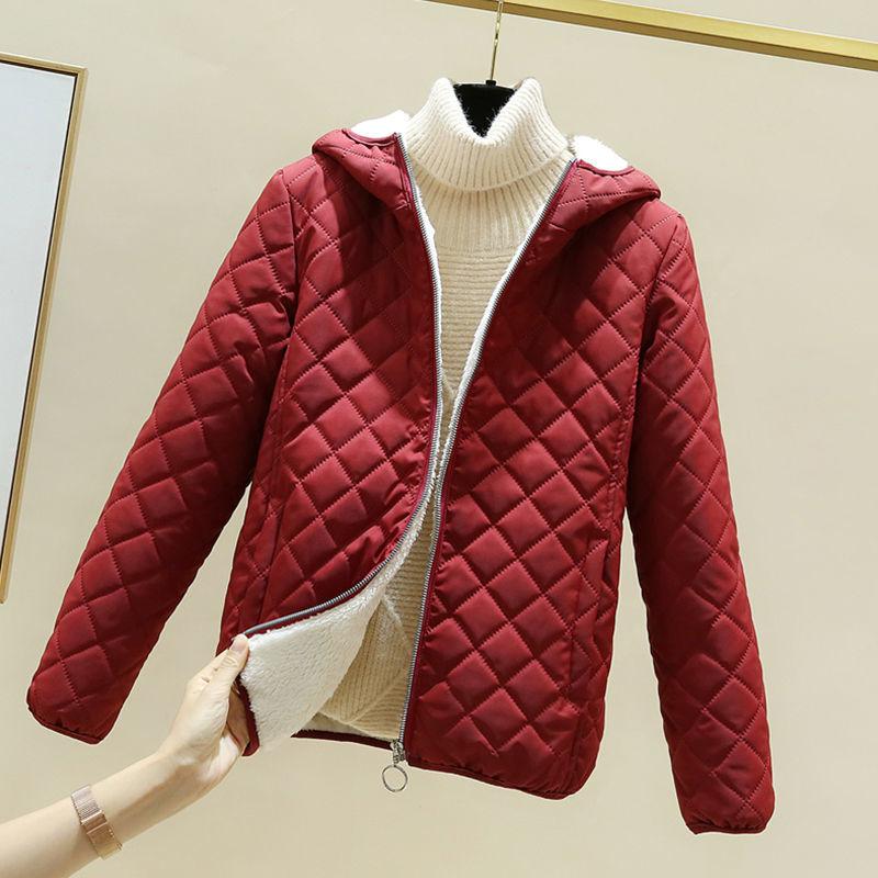 Plush Padded Hooded Cotton-padded Jacket Women's Winter Clothing  Lamb Velvet Coat Cotton-padded Jacket