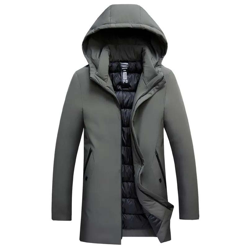 Winter New Men's Mid-length Thick Warm Cotton Padded Jacket Young and Middle-aged Hooded Slim Padded Jacket