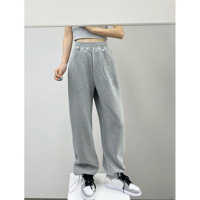 Sports Pants Women's High Waist Slim Straight Loose Wide Leg Drawstring Casual Sweat Pants Drawstring Pants