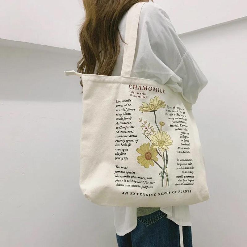 Letter Printing Women Canvas Bags Simple Hobo Bags Travel Casual Large Daily Shoulder Tote Shopper Handbag