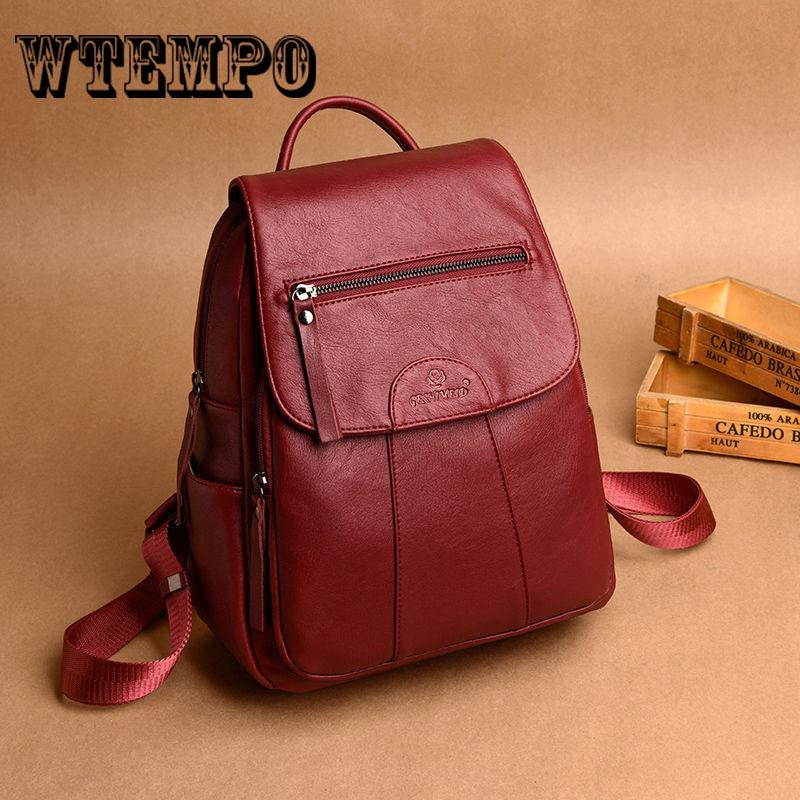 Fashion Women Backpack  Leather Black Travel Bags Girl's Schoolbag High Quality Knapsack