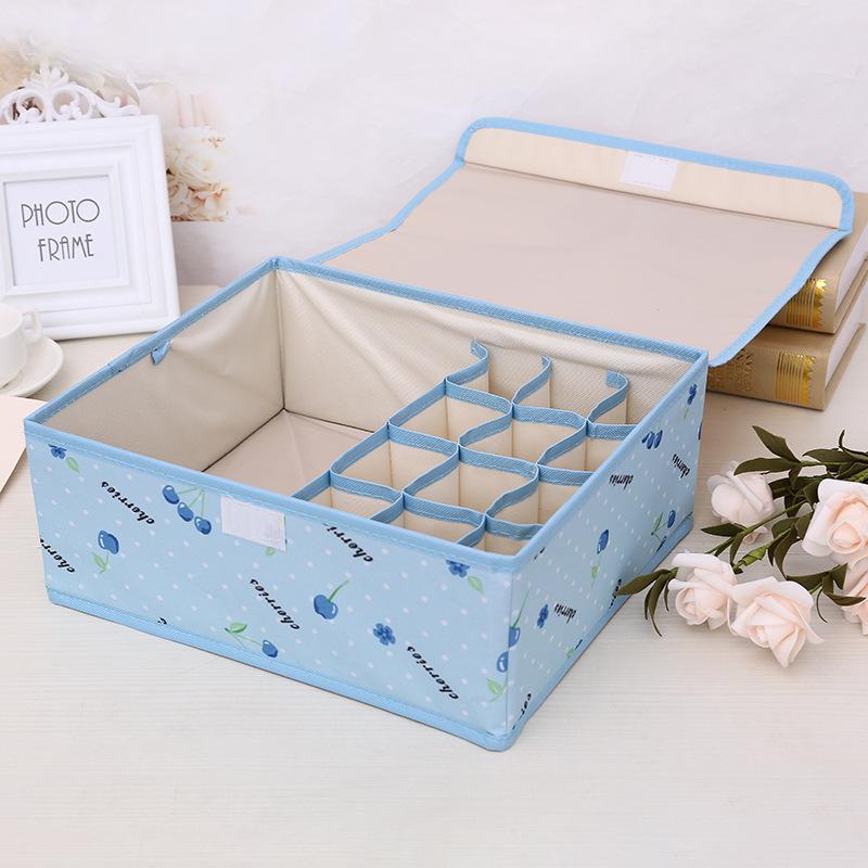 Oxford Cloth 13 Grid Finishing Box Large Capacity Underwear Storage Box Bra Socks Foldable Dustproof Storage Box