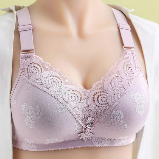 Thin Section Breathable Large Size Gathering Type Anti-sagging Breast-free Rimless Comfortable Chest Ladies Underwear Bra