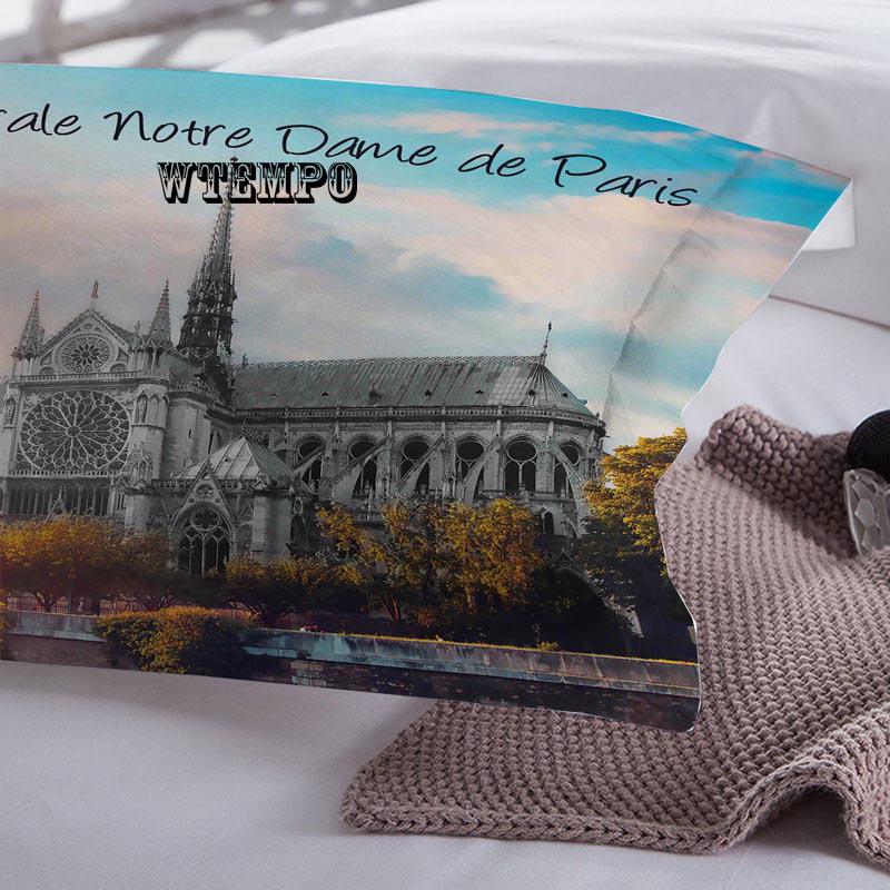 3pcs Duvet Cover Sets 3D Gold Silk Embroidery Notre Dame De Paris  Bedding Set Bedding Bedclothes