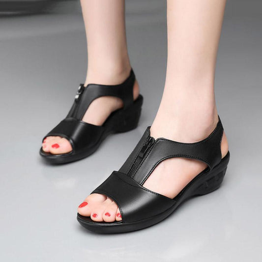 Summer Sandals Female Fish Mouth High-heeled Shoes Slope Heel Women's Sandals Mid-heel Increased Non-slip Slippers