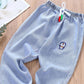 Children's Mosquito Pants Boys and Girls Spring and Autumn Thin Sports Jeans Embroidery Casual Pants Knickerbockers Denim