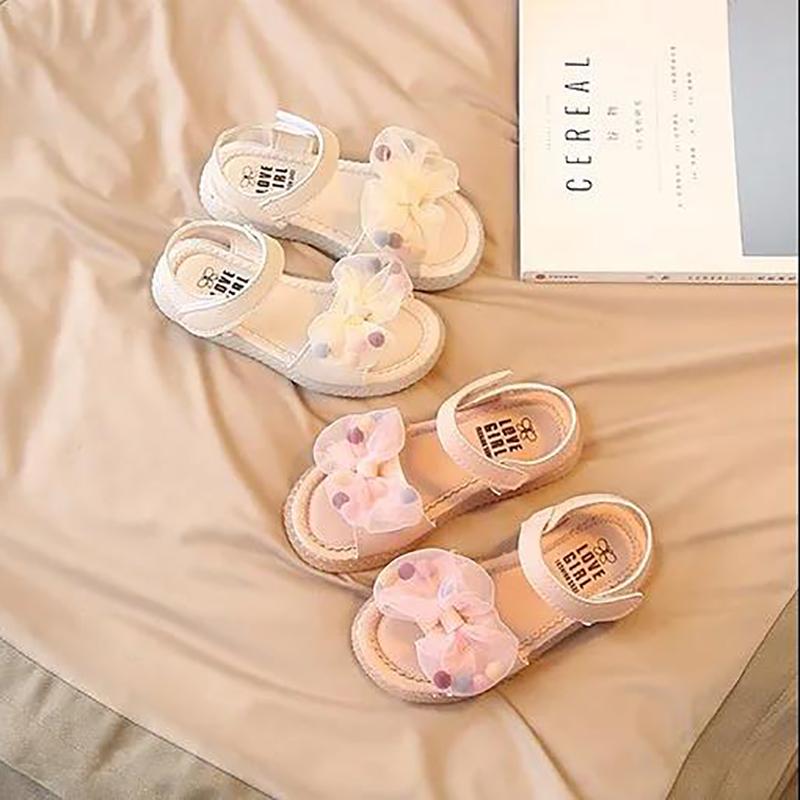 Girls Sandals Summer Bow Princess Shoes Korean Children's Baby Non-slip Soft-soled Beach Shoes