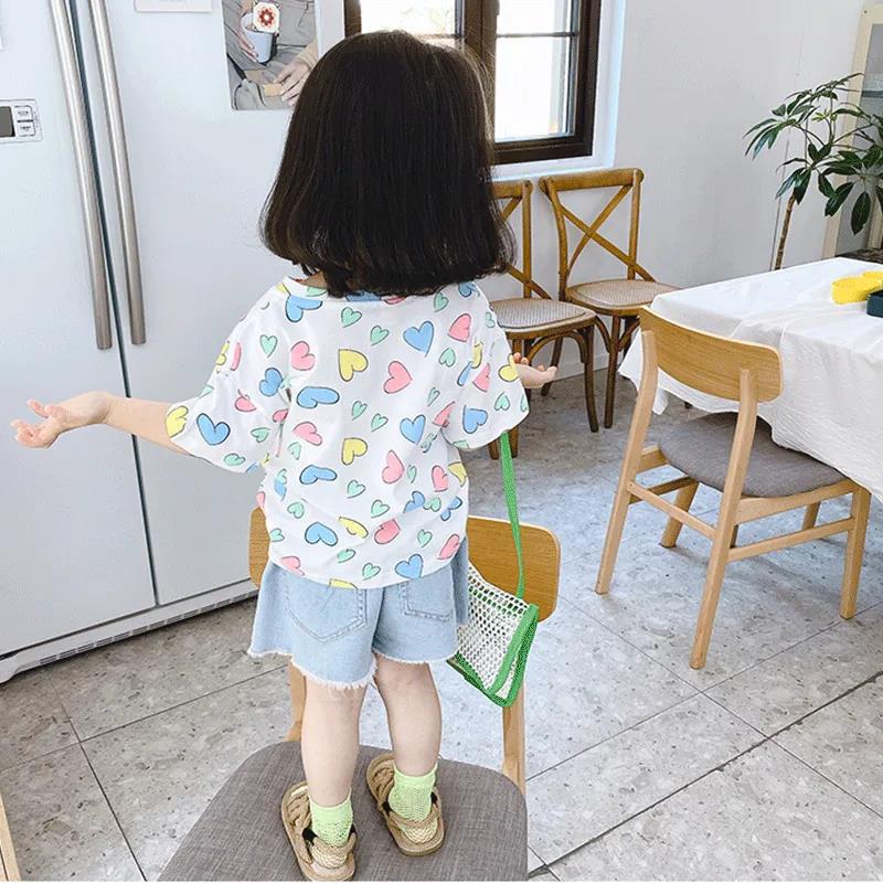 Girls T-Shirt Short Sleeve Tee Tops Kids Cartoon Printing Clothes Children Birthday Party Wear