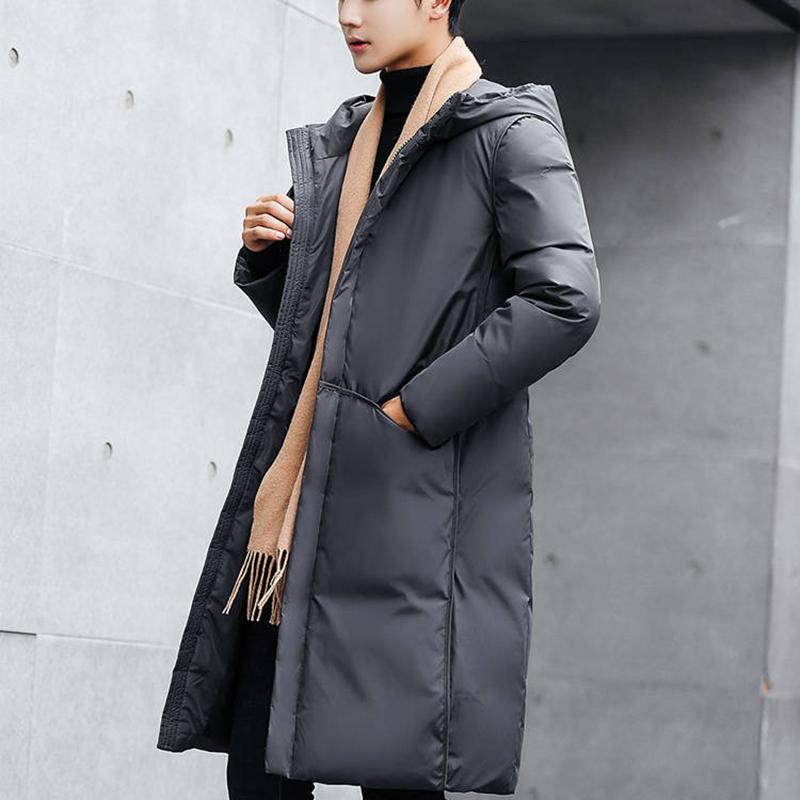 Winter Men's Down Jacket Medium Length Thickened Student Korean Coat Trend White Duck Down Handsome Coat