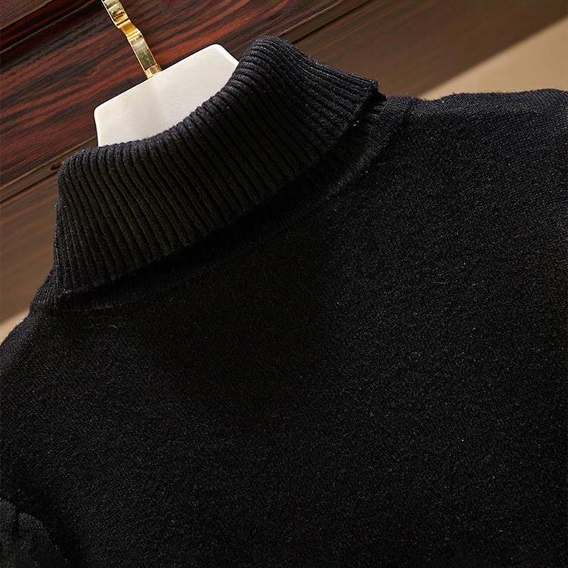 Autumn and Winter Turtleneck Sweater Sweater Hepburn Style Black Skirt Two-piece Skirt Ladies Temperament Sweater Suit Waist Was Thin