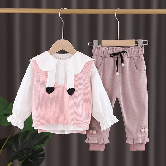 Children's Spring and Autumn Leisure Suit Children's Clothing Three-piece Sets Autumn Girl Baby Suit Baby Clothes Girl